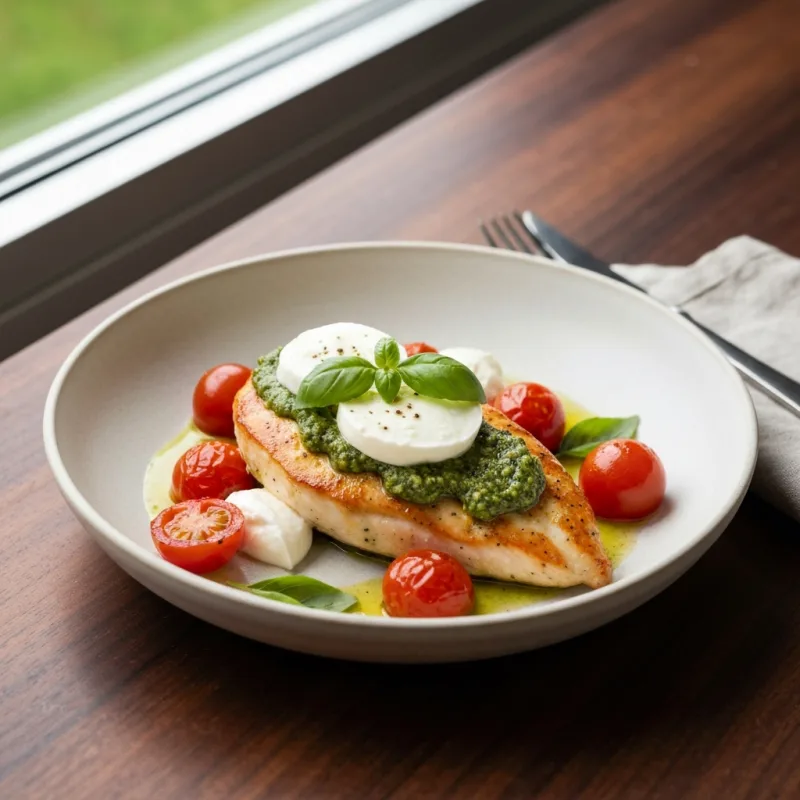 Pesto Chicken with Roasted Tomatoes