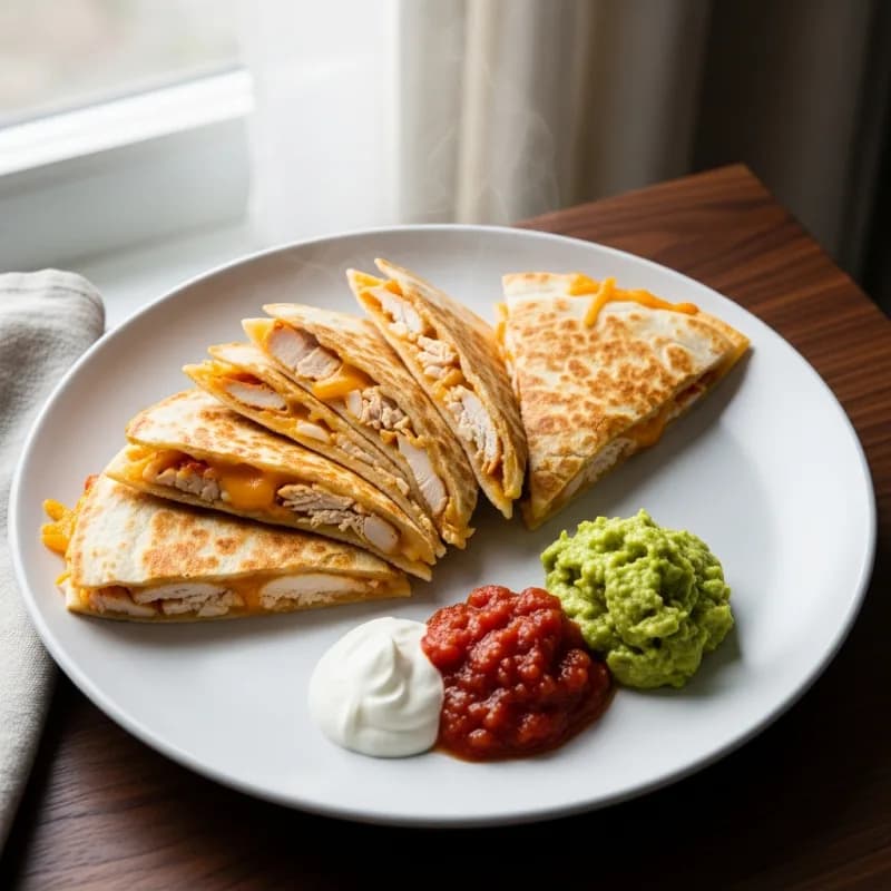 Crispy Chicken and Cheese Quesadillas