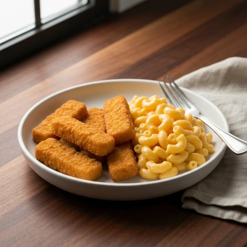 Fish Sticks with Mac and Cheese