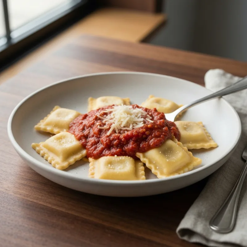 Frozen Ravioli with Jarred Sauce