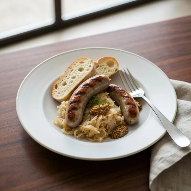 Bratwurst with Sauerkraut & Mustard