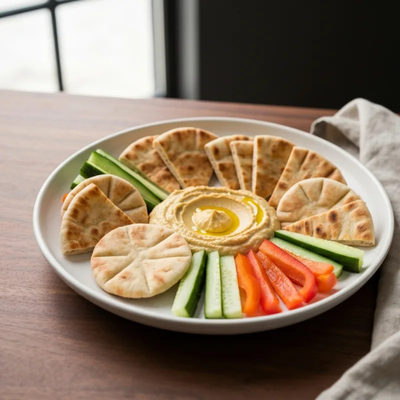 Hummus and Pita with Veggie Sticks