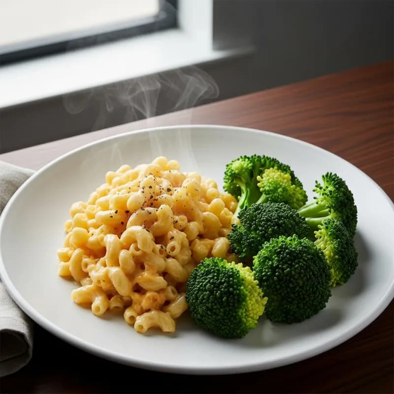 Mac and Cheese with Steamed Broccoli