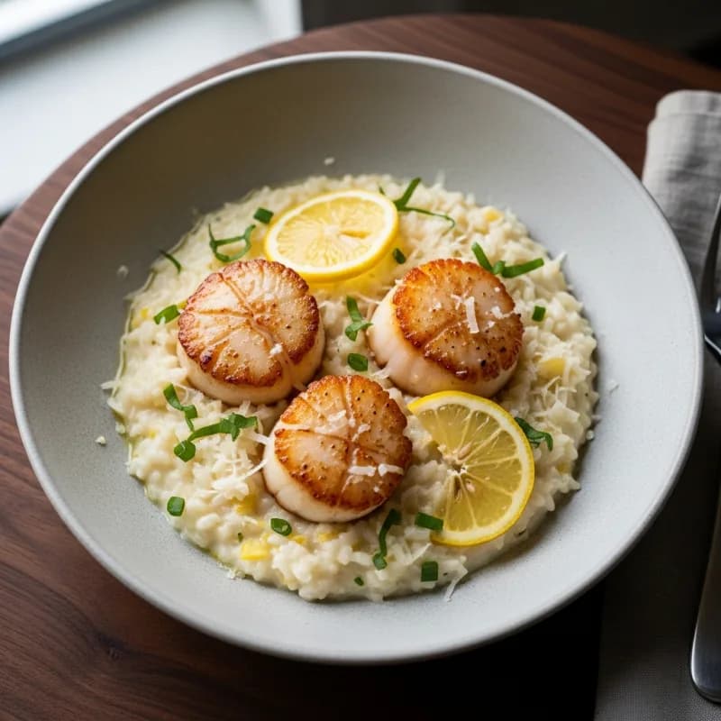 Seared Scallops with Lemon Risotto