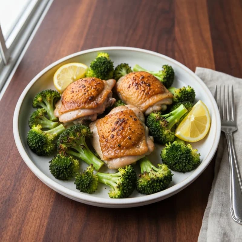 Sheet Pan Chicken Thighs and Broccoli