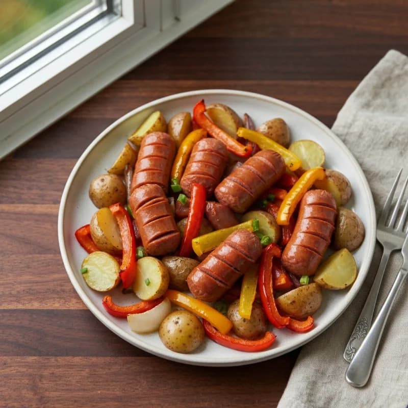Sheet Pan Hot Dogs and Veggies