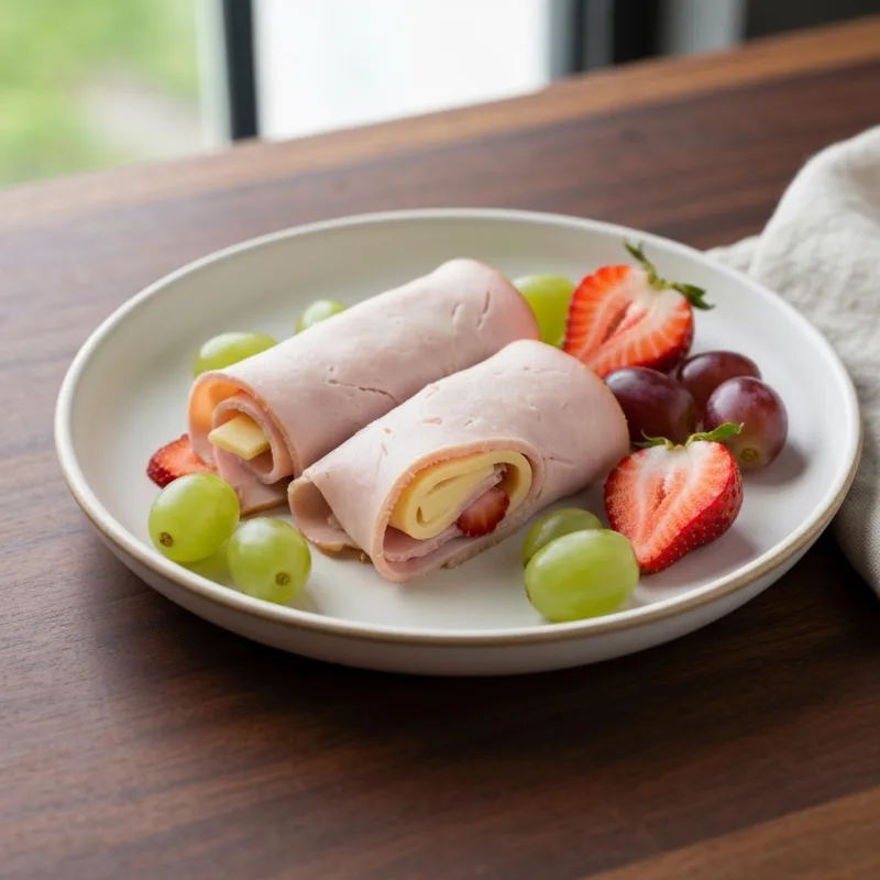 Turkey and Cheese Roll-Ups with Fruit